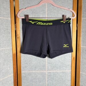 Mizuno Women Volleyball Shorts Dark Gray Neon Yellow Logo Performance S
